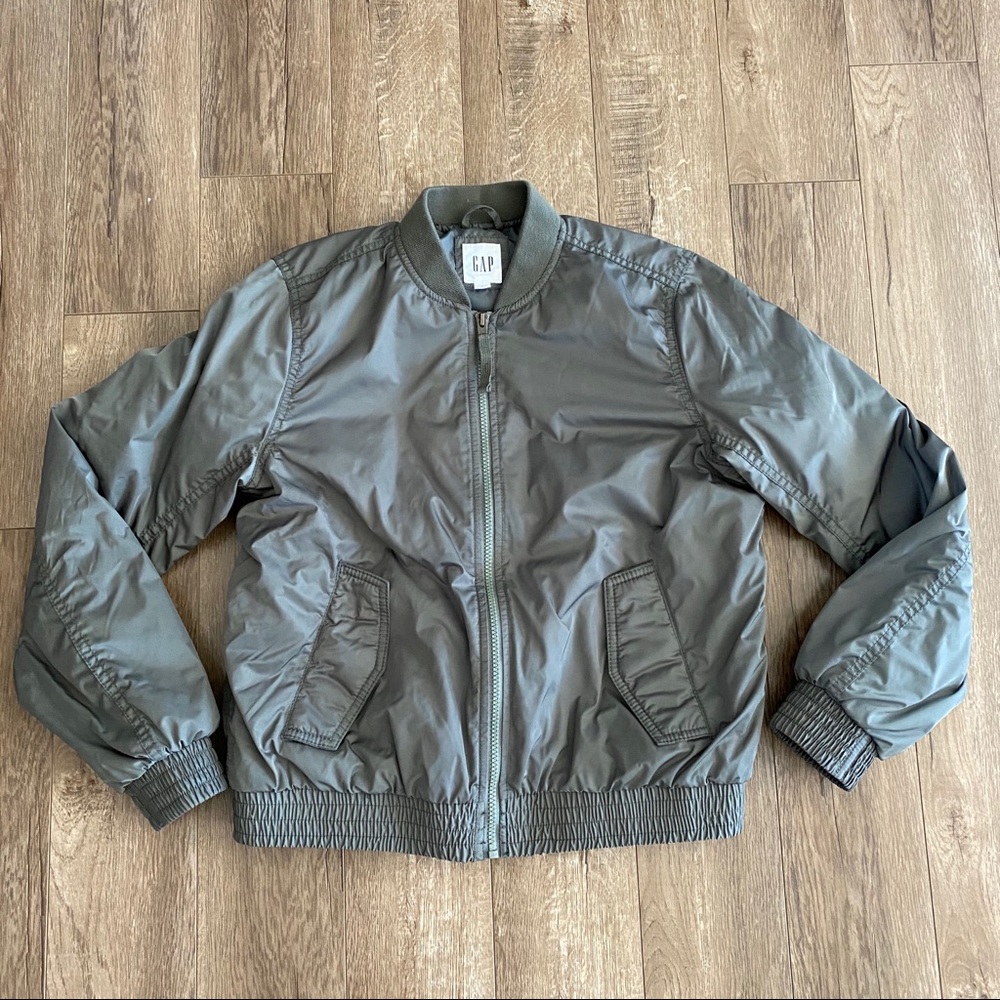 Gap Army Green Classic Bomber Puffy Jacket